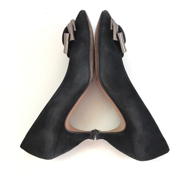 PALIZZIO Vintage Classic Pump Leather Heels Bow Metallic Gold Black Size 7.5 - Picture 10 of 16